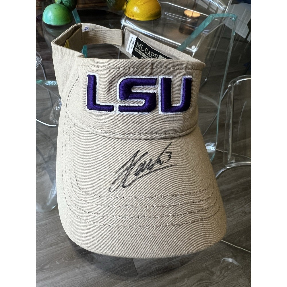 LSU Tigers Tan Visor Signed Autographed By Kevin Faulk ML Caps